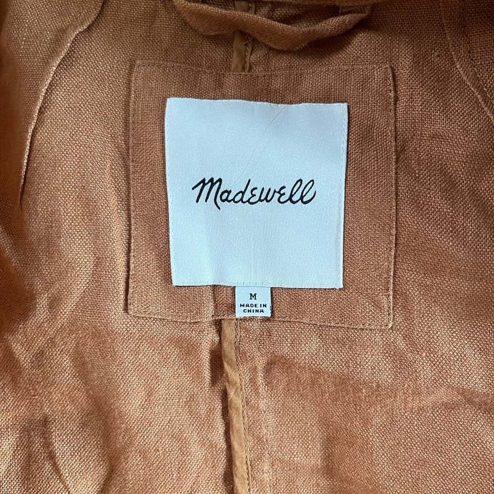 Madewell Burnt Orange Oversized Linen Blazer